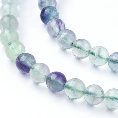 Natural Fluorite Beads Strands, Grade A, Round