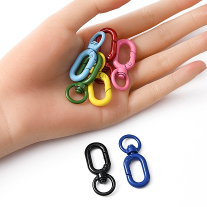 10Pcs Spray Painted Alloy Swivel Clasps, Oval Rings