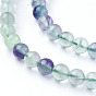 Perlas naturales fluorita hebras, Grado A, rondo