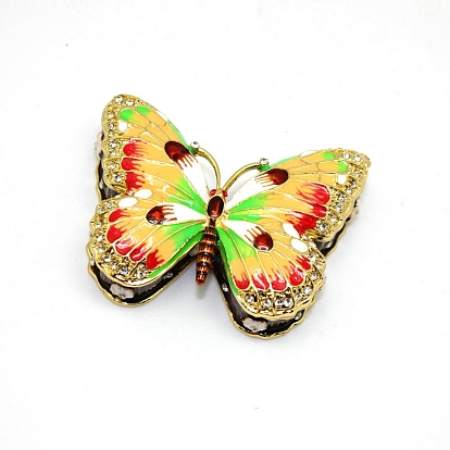 Caja de almacenamiento de joyería de esmalte de aleación de mariposa, con cierres magnéticos, la decoración del hogar