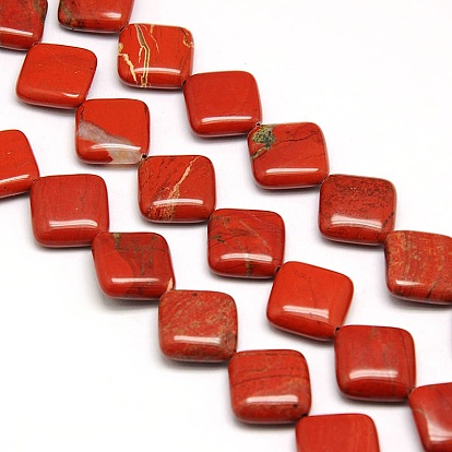 Natural Rhombus Red Jasper Beads Strands, 18~19x18~19x6mm, Hole: 1mm, about 22pcs/strand, 15.74 inch