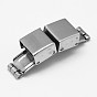 Rectangle 201 Stainless Steel Watch Band Clasps, 34x10x8mm, Hole: 3x9mm