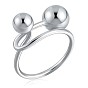 925 Sterling Silver Double Balls Cuff Ring for Women