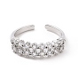 Clear Cubic Zirconia Open Cuff Ring, Brass Jewelry for Women