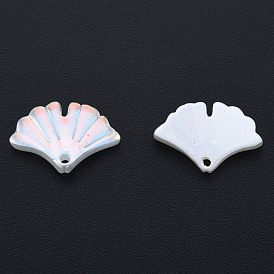 ABS Plastic Imitation Pearl Pendants, AB Color Plated, Ginkgo Leaf
