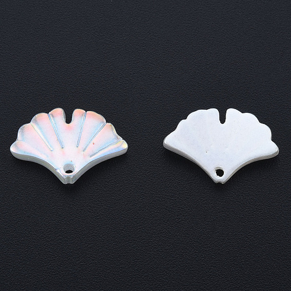 Pendentifs en plastique imitation perle abs, de couleur plaquée ab , feuille de ginkgo