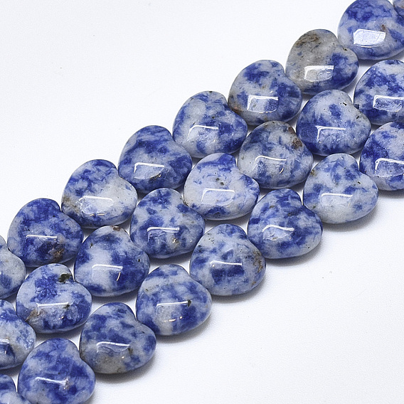 Perles de jaspe tache bleue naturelle, facette, cœur