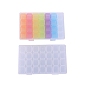 Transparent PP Plastic 28 Grids Bead Containers, with Independent Bottles & Lids, Rectangle
