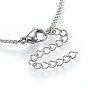 304 Stainless Steel Charms Necklaces, with Lobster Clasp, Flat Round