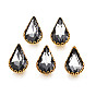 Sew on Rhinestone, Transparent Glass Rhinestones, with Iron Prong Settings, Faceted, Teardrop