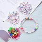 1 Bag 1200Pcs Opaque Acrylic Flat Round with Letter & Heart Beads, with 1roll Clear Elastic Crystal Thread, for DIY Children's Day Themed Bracelets Making Kits