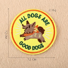 Computerized Embroidery Cloth Iron on/Sew on Patches, Costume Accessories, Appliques, Flat Round with Dog