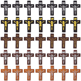 Pendentifs en bois imprimés sur le thème de Pâques, crucifix croix, teint