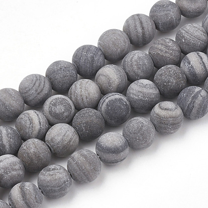 Натуральный черный камень из кружевного камня, матовые, круглые