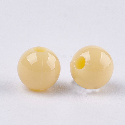 Opaque Plastic Beads, Round