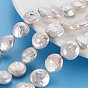 Naturales keshi granos de perlas hebras, perla cultivada de agua dulce, plano y redondo