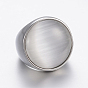 Placage ionique (ip) 304 anneaux à large bande en acier inoxydable, avec des yeux de chat, ovale