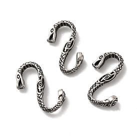 Tibetan Style 304 Stainless Steel S Shaped Snake Clasps, S-Hook Clasps