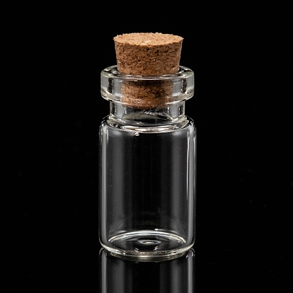 Glass Jar Bead Containers, with Cork Stopper, Wishing Bottle, Clear, 13x23mm, Inner Diameter: 13mm, Tampion: 7x5~6.5mm