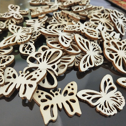 50шт полые необработанные деревянные вырезы в форме бабочки орнамент, бабочки пустые висячие подвески, поделки для рисования