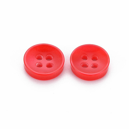 4-Hole Plastic Buttons, Pearlized, Flat Round