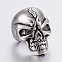 304 Stainless Steel Beads, Large Hole Beads, Skull Head