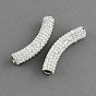 Grado arcilla polimérica un diamante de imitación perlas de tubo curvo, cuentas de fideos de tubo curvo, con doble núcleo de bronce de color platino, 46x9 mm, agujero: 3.5 mm