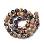 Natural Fire Crackle Agate Beads Strands, Dyed, Faceted, Round