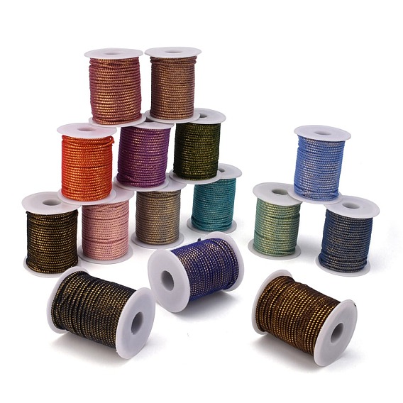 Round String Thread Polyester Cords, with Gold Wire