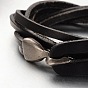 Estilo informal pulseras de cuero retro unisex, con cierres de encaje a presión de aleación, Platino, 620~630x9x2 mm