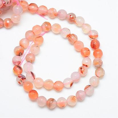 Natural Carnelian Bead Strands, Dyed, Faceted, Round