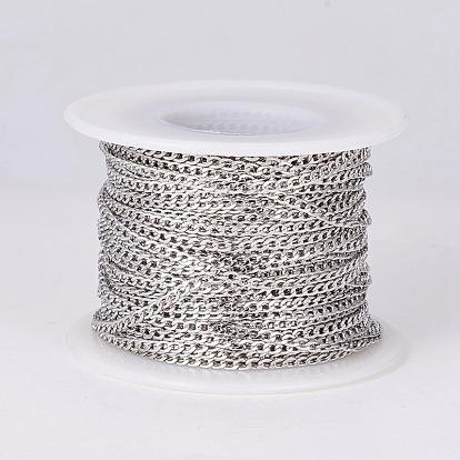 304 Stainless Steel Curb Chains, with Spool, Unwelded
