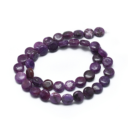 Lepidolita natural / hebras de perlas de piedra de mica púrpura, cuentas de espodumena, plano y redondo