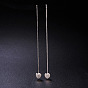 SHEGRACE Fashion 925 Sterling Silver Wiredrawing Heart Dangle Ear Threads, 90mm, Pin: 0.7mm