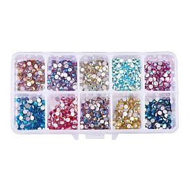 PandaHall Elite Glass Flat Back Rhinestone, Grade A, Back Plated, Faceted, AB Color, Half Round