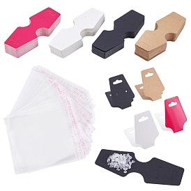Cardboard Fold Over Paper Display Hanging Cards and OPP Cellophane Bags, with Plastic Ear Nuts
