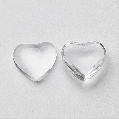 Cabochons de verre transparent, cœur, clair