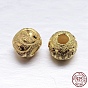 Real 18K Gold Plated Rondelle 925 Sterling Silver Textured Beads