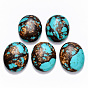 Assembled Natural Bronzite and Synthetic Turquoise Cabochons, Dyed, Oval