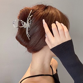 Роскошная заколка для волос из цинкового сплава с жидким металлом и 4 бусинами для женских причесок