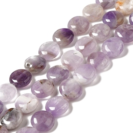 Chapelets de perles naturelles améthyste, plat rond