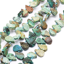 Brins de perles turquoises africaines naturelles (jaspe), larme