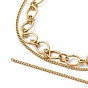 Ion Plating(IP) 304 Stainless Steel Oval Link & Curb Chains Double Layer Necklaces for Women