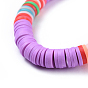 Eco-Friendly Handmade Polymer Clay Heishi Beads Bracelets, Brass Spacer Beads and 304 Stainless Steel Lobster Claw Clasps