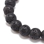 Natural Lava Rock & Synthetic Hematite Stretch Bracelet with Alloy Crown, Essential Oil Gemstone Jewelry for Women
