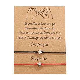 Bracelet minimaliste en fil de cire étoile à cinq branches pour couple - bijoux de main carte chic et stylé