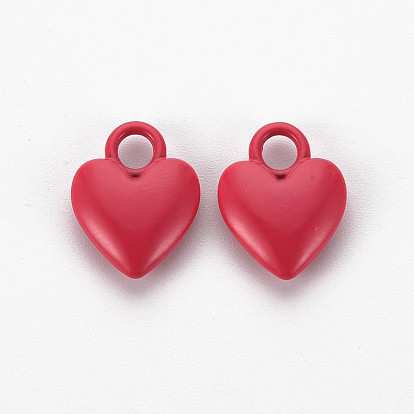 Spray Painted Alloy Charms, Cadmium Free & Lead Free, Heart