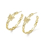 Clear Cubic Zirconia Butterfly Stud Earrings, Rack Plating Brass Half Hoop Earrings for Women, Cadmium Free & Lead Free