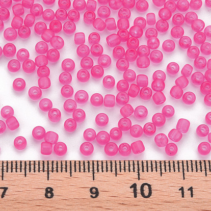 8/0 Transparent Glass Seed Beads, Round Hole, Frosted Colours, Round