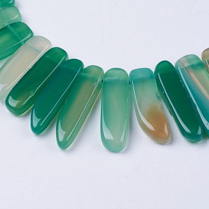 Natural Agate Beads Strands, Top Drilled Beads, Dyed, Rectangle